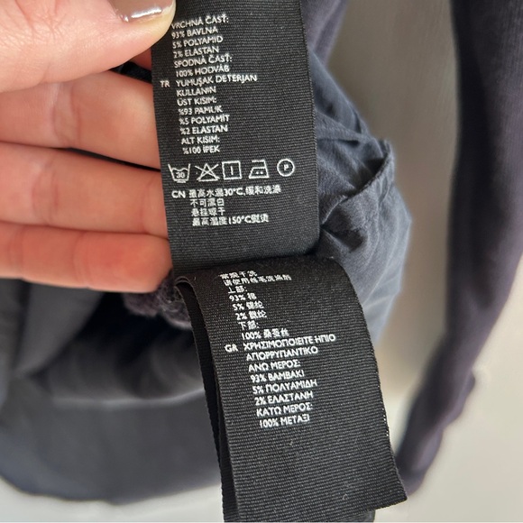 COS Navy Layered Look Tunic Sweatshirt Silk Hem Minimalist Scandi Capsule 90s XS - Picture 12 of 12